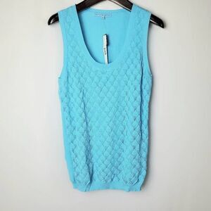 Antonio Melani Sweater Vest LARGE Blue Sleeveless V-Neck